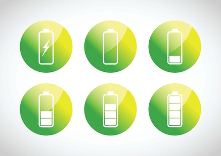 Colourful battery charging levels icon setのイラスト素材