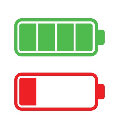 Colourful battery charging levels icon setのイラスト素材