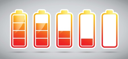 Colourful battery charging levels icon setのイラスト素材