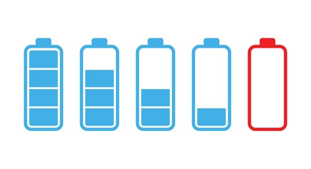 Colourful battery charging levels icon setのイラスト素材