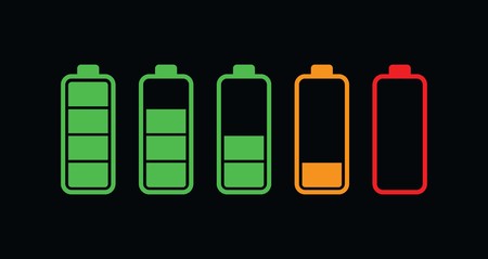 Colourful battery charging levels icon setのイラスト素材