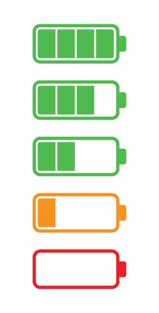 Colourful battery charging levels icon setのイラスト素材