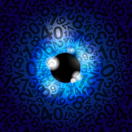 blue realistic eyeball on a number backgroundのイラスト素材