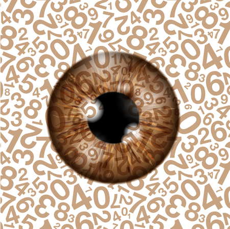 brown realistic eyeball on a number backgroundのイラスト素材