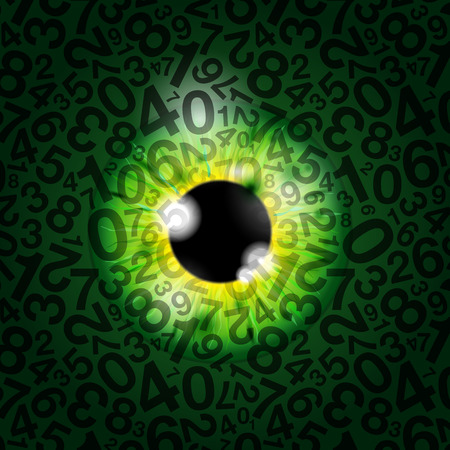 gren and yellow realistic eyeball on a number backgroundのイラスト素材