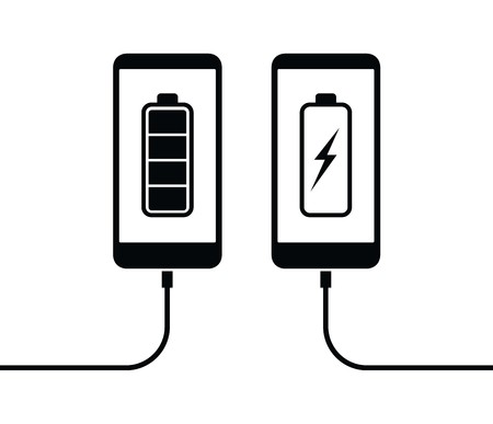 Cell mobile phone battery charging iconのイラスト素材