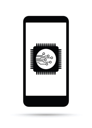 Cell phone with a microchipのイラスト素材