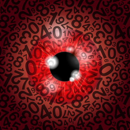 red realistic eyeball on a number backgroundのイラスト素材