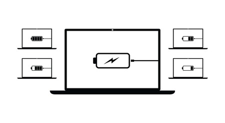 Computer battery charging iconのイラスト素材
