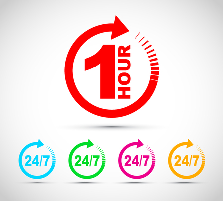 One hour arrow icon setのイラスト素材