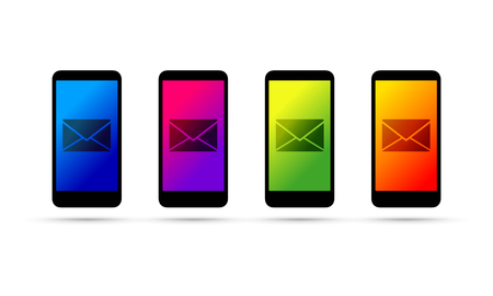 envelope on an mobile cell phone setのイラスト素材