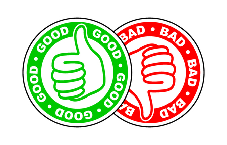 good and bad thumbs up and down iconのイラスト素材