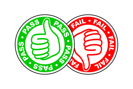 pass and fail thumbs up and down iconのイラスト素材