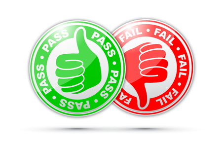 pass and fail thumbs up and down iconのイラスト素材