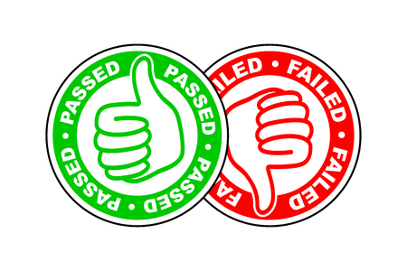 passed and failed thumbs up and down iconのイラスト素材