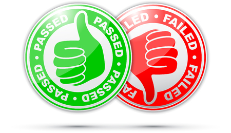 passed and failed thumbs up and down iconのイラスト素材