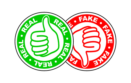 real and fake thumbs up and down iconのイラスト素材