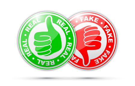 real and fake thumbs up and down iconのイラスト素材
