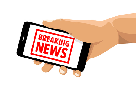 breaking news rubber stamp cell phoneのイラスト素材