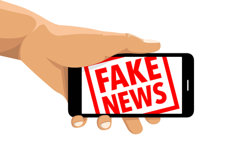Fake news rubber stamp cell phoneのイラスト素材