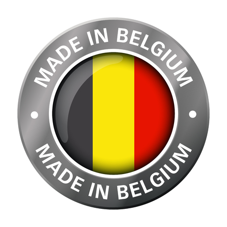 made in Belgium flag metal iconのイラスト素材