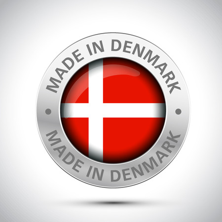 made in denmark flag metal iconのイラスト素材