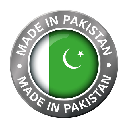 made in pakistan flag metal iconのイラスト素材