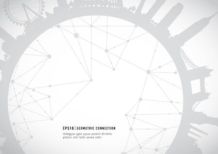 Cityscape landmarks geometric connection backgroundのイラスト素材