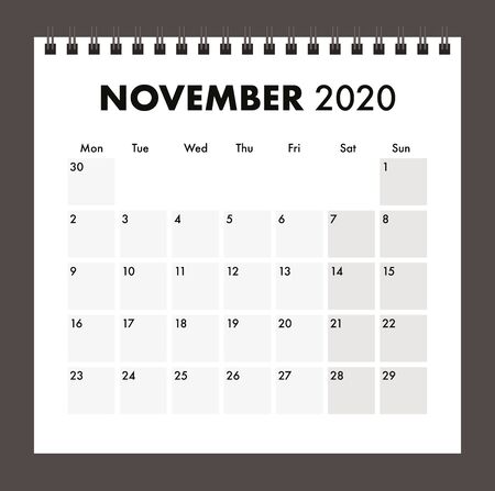 November 2020 calendar with wire bandのイラスト素材