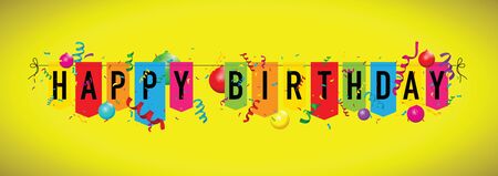 Happy birthday bunting with balloonsのイラスト素材