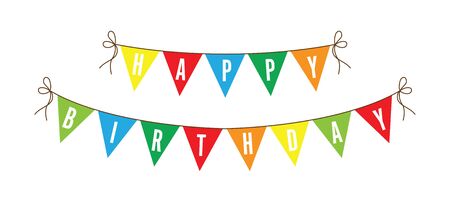 Happy birthday colourful bunting backgroundのイラスト素材