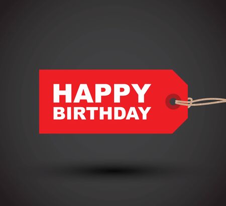 a red happy birthday tag labelのイラスト素材