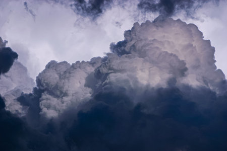 Dangerous looking billowing dark grey storm clouds approaching