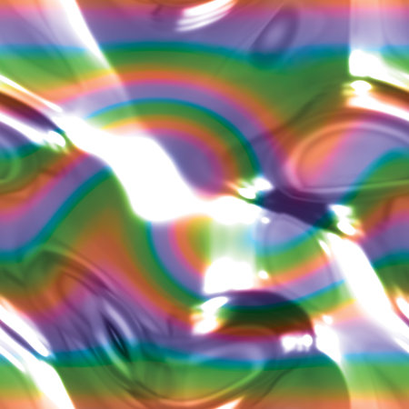 Flowing Smooth Liquid Metal Blue Seamless Tile Textured Pattern in Rainbow Swirl