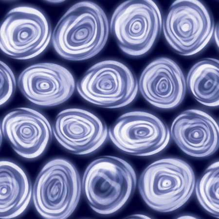 Large squiggly wiggly swirly whirly spiral circles that look hand drawn in a blue seamless tile.の写真素材