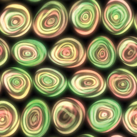 Large squiggly wiggly swirly whirly spiral circles that look hand drawn in a Christmas coloured red and green seamless tile.の写真素材