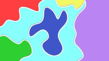 Colorful abstract rainbow wiggly wavy shapes cutout background clip-art graphicsの写真素材
