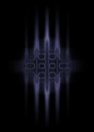 Abstract symbol design with 5 beams of light creating a tribal grey blue pattern on blackの写真素材