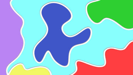 Colorful abstract rainbow wiggly wavy shapes cutout background clip-art graphicsの写真素材