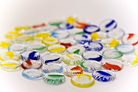An array of colorful glass objects.の写真素材