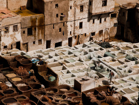 Chouwara tannery, Fez medina, Moroccoの写真素材