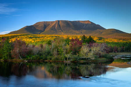 Mount Katahdin in Maine in autumnの写真素材