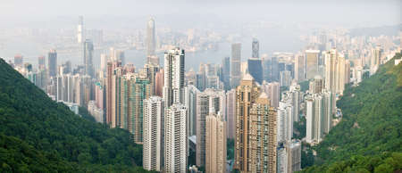 Hong Kong skyline panorama from Victoria Peakの写真素材