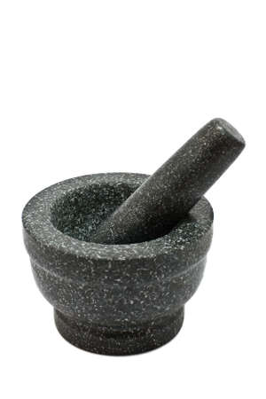 A pestle and mortar isolated on a white background.の写真素材