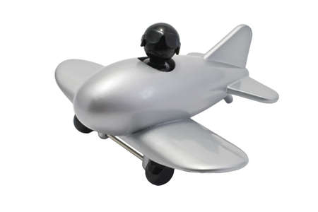 A toy model aeroplane isolated on a white background の写真素材