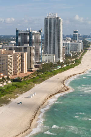 An early morning aerial view of the many condominiums and apartments の写真素材