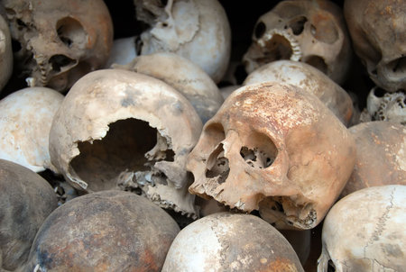 Skulls at the Killing Fields, Cambodia