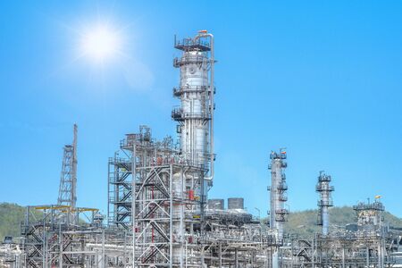 Panorama view at the refinery located in a large industrial area.の写真素材