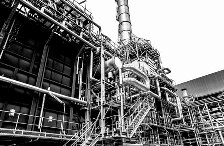 Oil and gas industry,refinery factory,petrochemical plant area at white background.