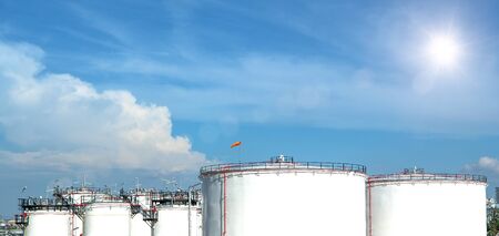 Oil and gas refinery storage tank and Detail of equipment oil pipeline steel with valve for industrail petroleum.の写真素材
